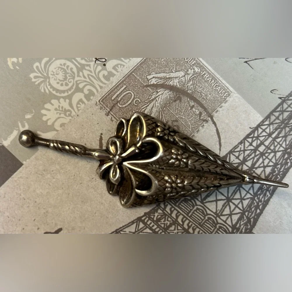 Vintage LANG Antique Sterling Silver Umbrella Brooch